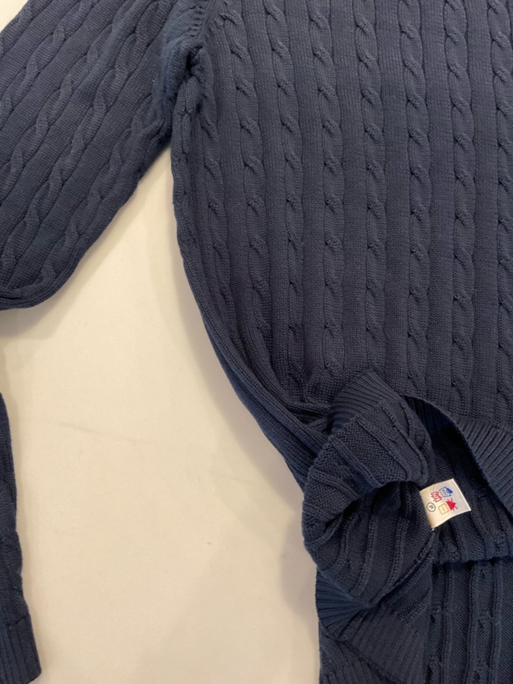 Fairway & Greene Women’s Navy Cable V-Neck Sweater - Picture 8 of 8